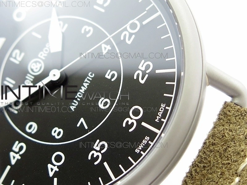 BR WW1-92 Satin-polished steel Case 1:1 Best Edition Black Dial White Markers on Leather Strap MIYOTA 9015