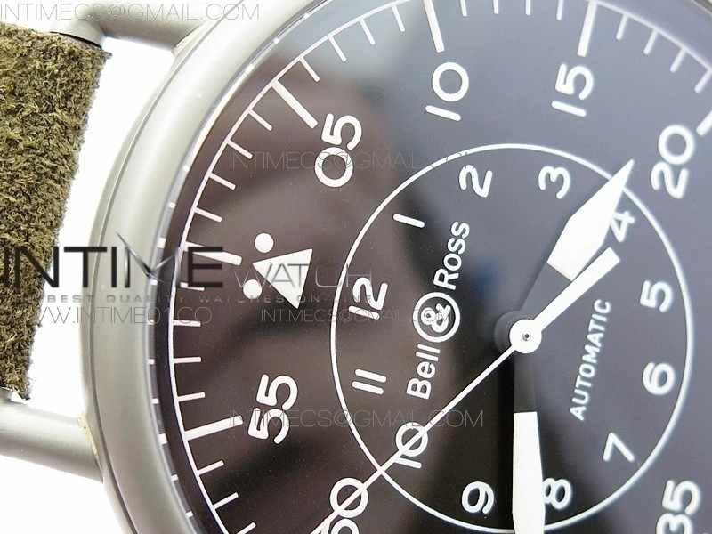 BR WW1-92 Satin-polished steel Case 1:1 Best Edition Black Dial White Markers on Leather Strap MIYOTA 9015