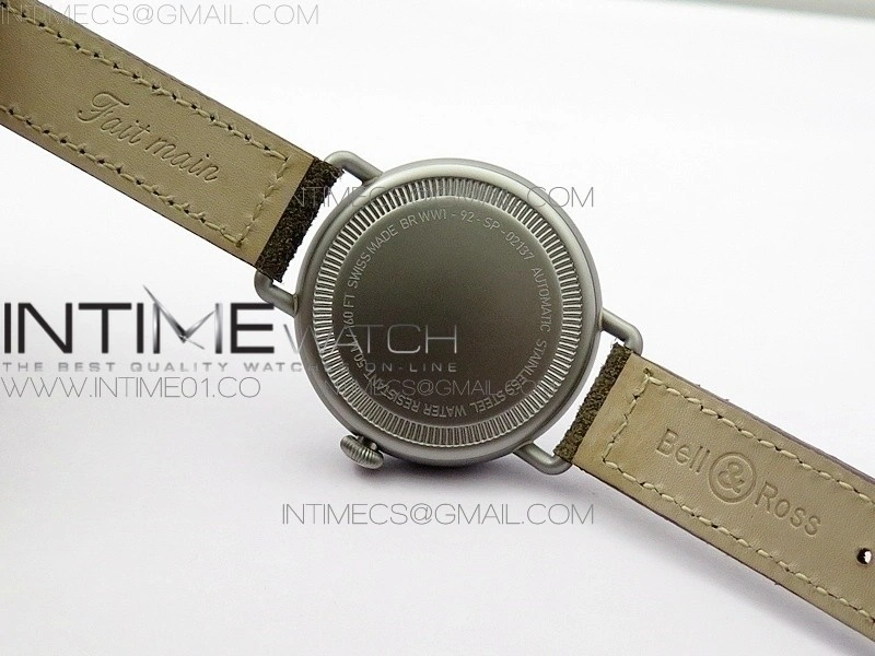 BR WW1-92 Satin-polished steel Case 1:1 Best Edition Black Dial White Markers on Leather Strap MIYOTA 9015