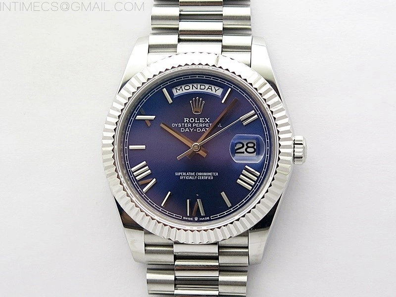 Day Date 40mm 228239 Gain Weight SS tungsten APSF 1:1 Best Edition Blue Dial Roman Markers on SS President Bracelet A2836