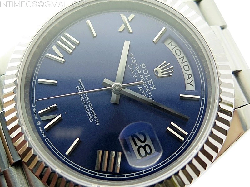 Day Date 40mm 228239 Gain Weight SS tungsten APSF 1:1 Best Edition Blue Dial Roman Markers on SS President Bracelet A2836