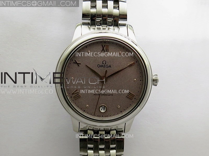 De Ville Prestige 34mm SS VSF 1:1 Best Edition Gray Sandy Dial RG Marker On SS Bracelet A8000