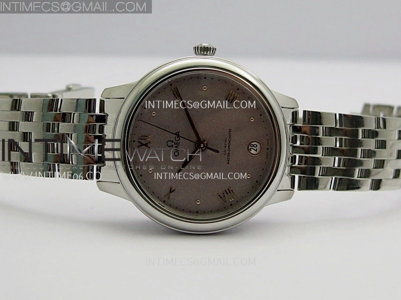 De Ville Prestige 34mm SS VSF 1:1 Best Edition Gray Sandy Dial RG Marker On SS Bracelet A8000