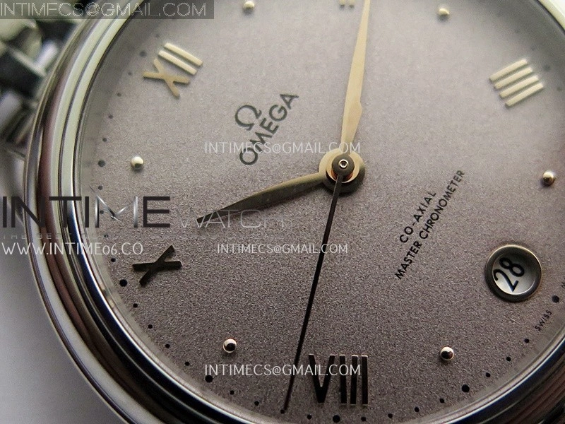 De Ville Prestige 34mm SS VSF 1:1 Best Edition Gray Sandy Dial RG Marker On SS Bracelet A8000