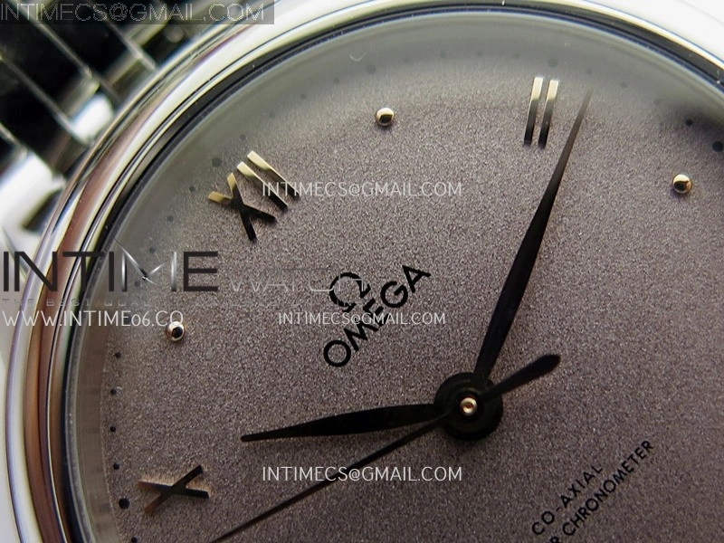 De Ville Prestige 34mm SS VSF 1:1 Best Edition Gray Sandy Dial RG Marker On SS Bracelet A8000