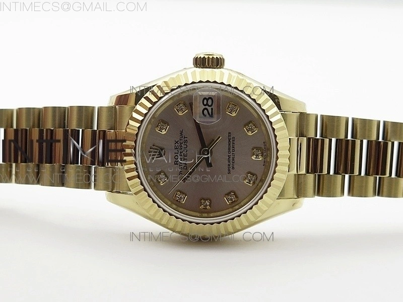 DateJust 28mm YG Diamond Bezel BP Best Edition White Silver Dial on YG Bracelet ETA2671