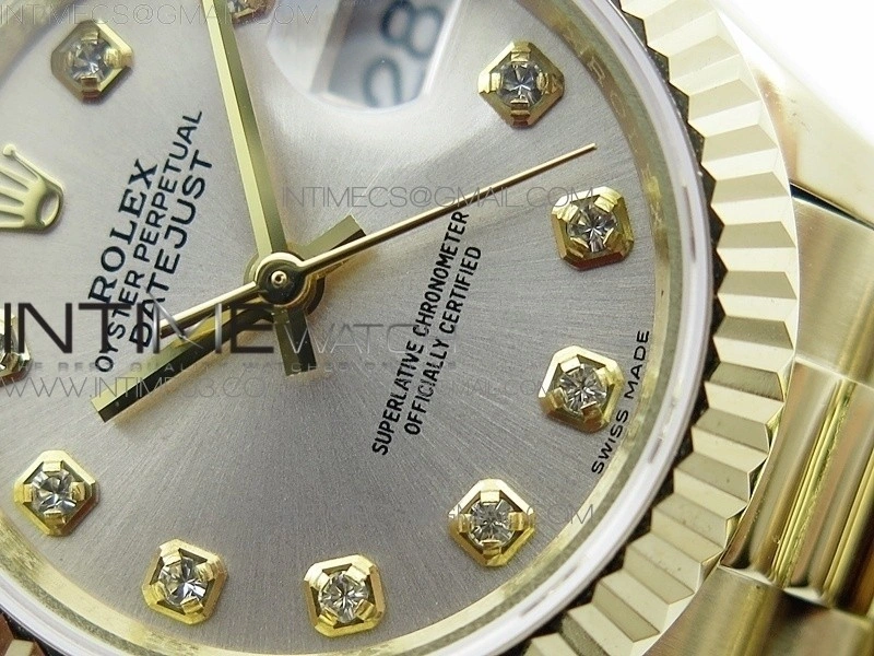 DateJust 28mm YG Diamond Bezel BP Best Edition White Silver Dial on YG Bracelet ETA2671