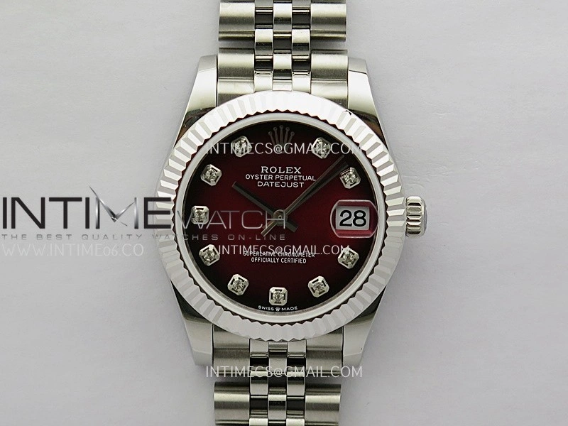 DateJust 31mm 904L SS GMF Best Edition Red Ombre Dial On 904L SS Jubilee Bracelet A2824
