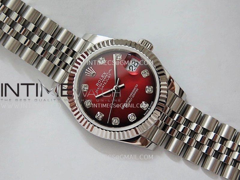 DateJust 31mm 904L SS GMF Best Edition Red Ombre Dial On 904L SS Jubilee Bracelet A2824
