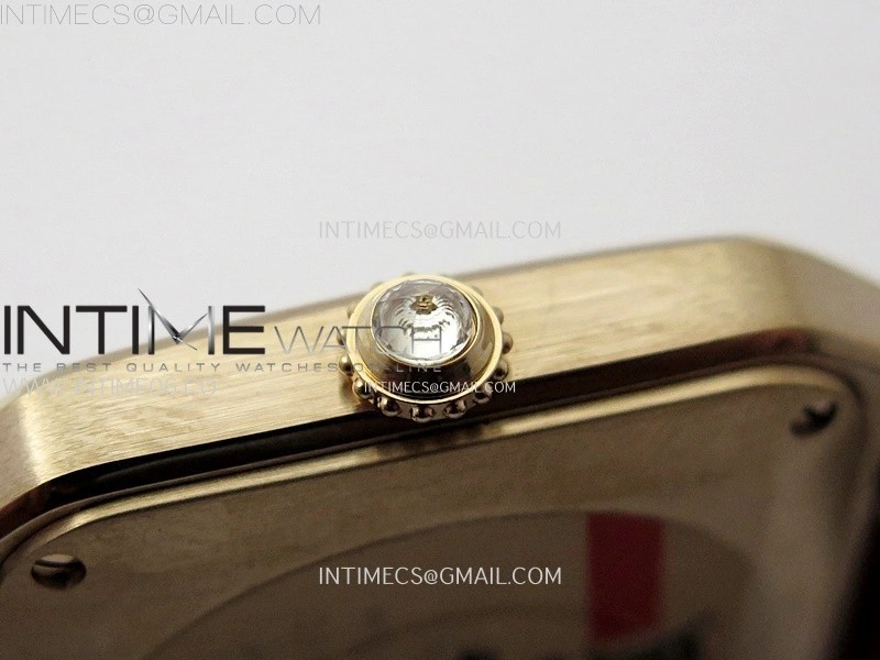 Santos Dumont 38mm RG Diamonds Bezel F1F Best Edition Silver Dial on Red Leather Strap Quartz