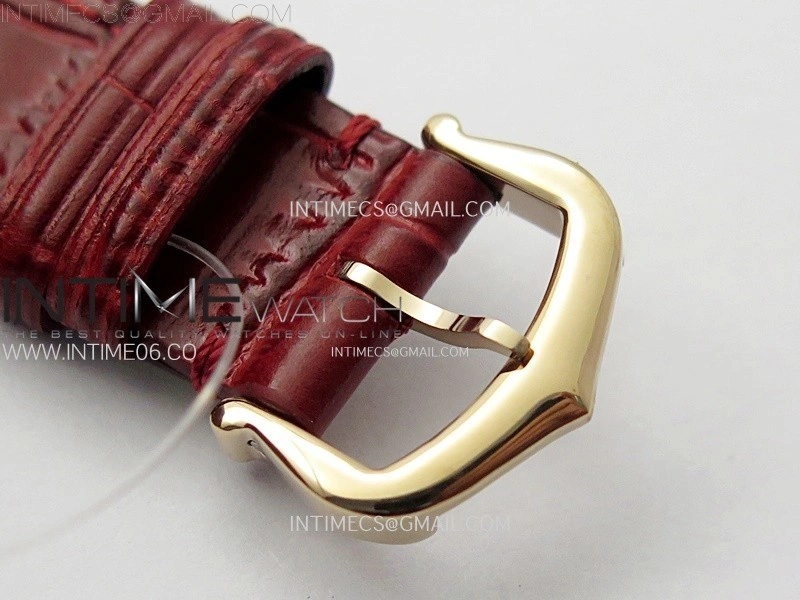 Santos Dumont 38mm RG Diamonds Bezel F1F Best Edition Silver Dial on Red Leather Strap Quartz