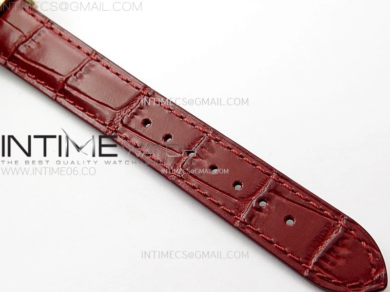 Santos Dumont 38mm RG Diamonds Bezel F1F Best Edition Silver Dial on Red Leather Strap Quartz