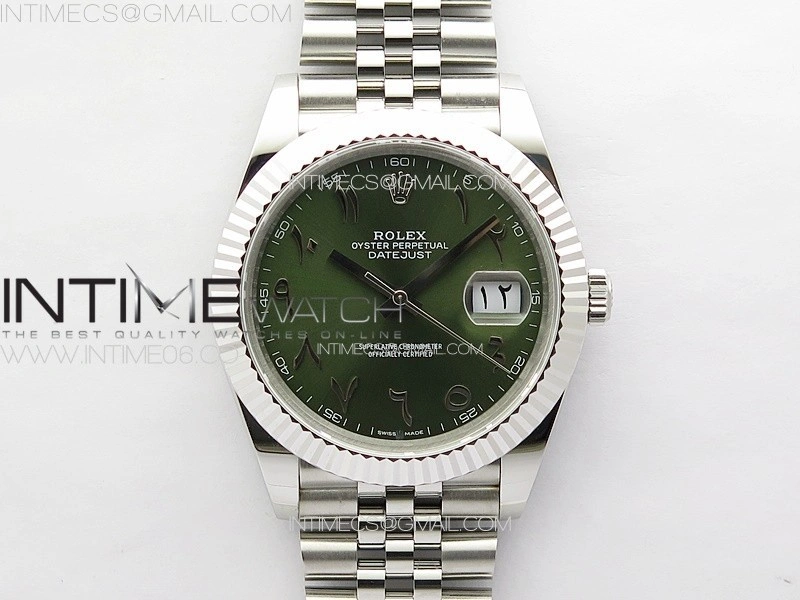 DateJust 41 126334 SS GMF 1:1 Best Edition Green Dial Arabic Markers on Jubilee Bracelet