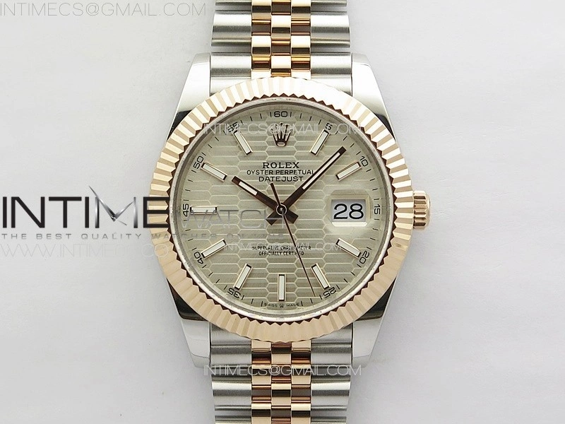 DateJust 41 126334 SS RG GMF 1:1 Best Edition Silver Fluted Dial on SS RG Jubilee Bracelet
