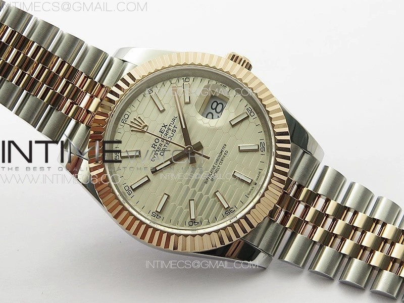 DateJust 41 126334 SS RG GMF 1:1 Best Edition Silver Fluted Dial on SS RG Jubilee Bracelet