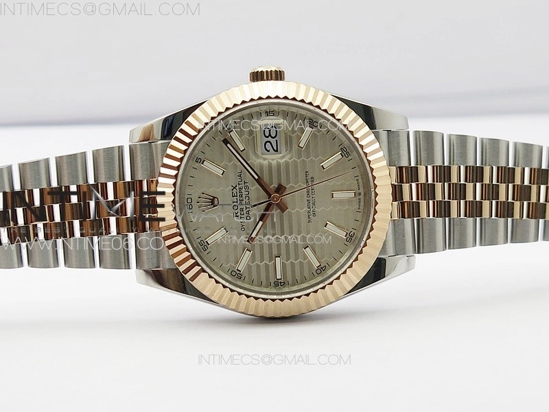 DateJust 41 126334 SS RG GMF 1:1 Best Edition Silver Fluted Dial on SS RG Jubilee Bracelet