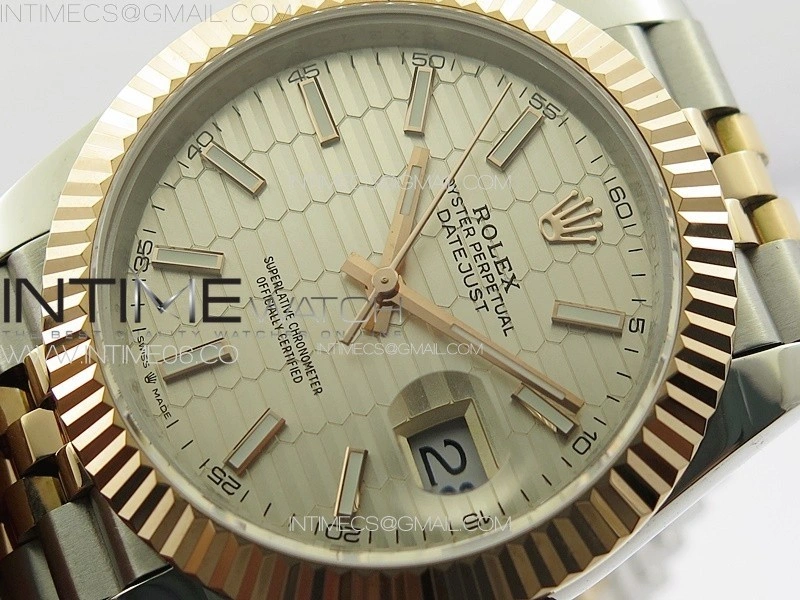 DateJust 41 126334 SS RG GMF 1:1 Best Edition Silver Fluted Dial on SS RG Jubilee Bracelet