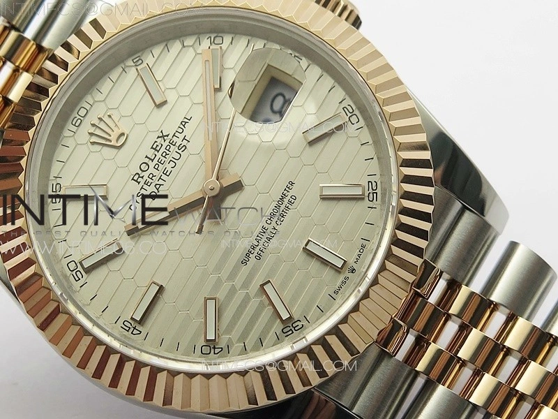 DateJust 41 126334 SS RG GMF 1:1 Best Edition Silver Fluted Dial on SS RG Jubilee Bracelet