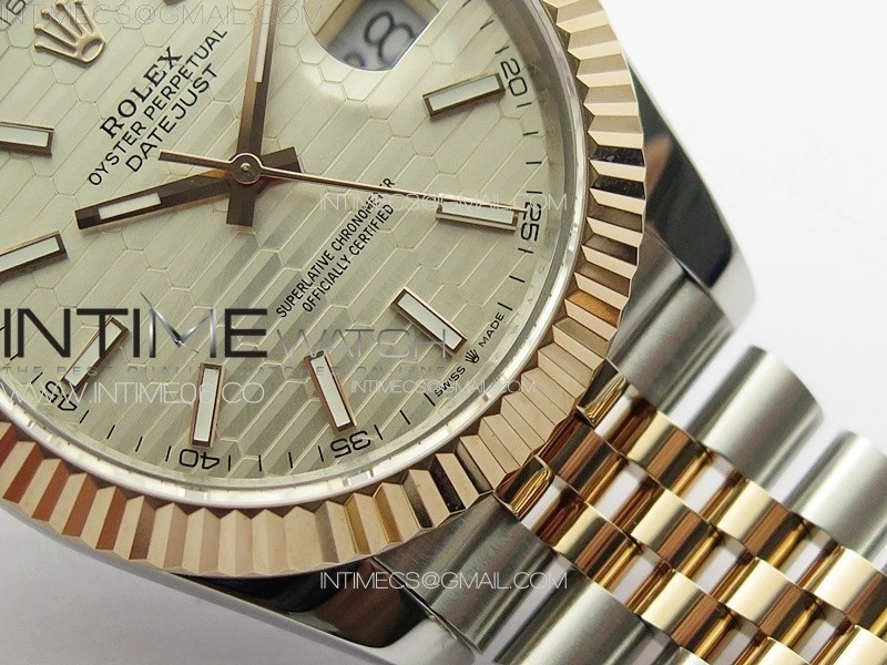 DateJust 41 126334 SS RG GMF 1:1 Best Edition Silver Fluted Dial on SS RG Jubilee Bracelet