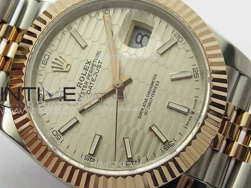 DateJust 41 126334 SS RG GMF 1:1 Best Edition Silver Fluted Dial on SS RG Jubilee Bracelet