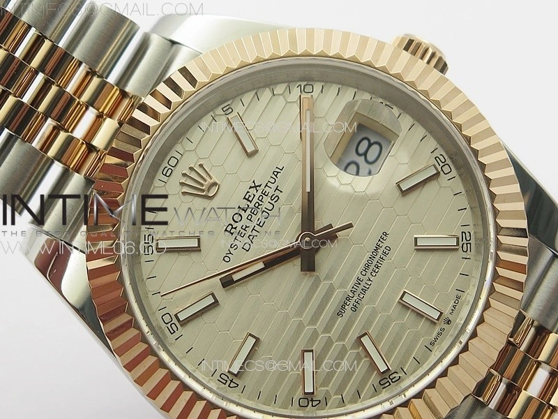 DateJust 41 126334 SS RG GMF 1:1 Best Edition Silver Fluted Dial on SS RG Jubilee Bracelet