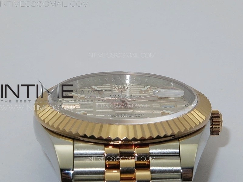 DateJust 41 126334 SS RG GMF 1:1 Best Edition Silver Fluted Dial on SS RG Jubilee Bracelet