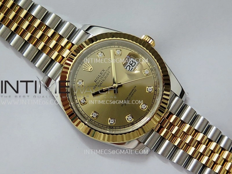 DateJust 41mm 126331 904 SS YG VF 1:1 Gold Dial Diamond Marker On Jubilee Bracelet DD3235