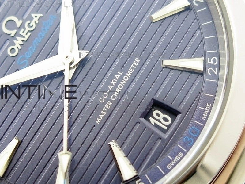 Aqua Terra 150M Master Chronometers VSF 1:1 Best Deep Blue Dial Silver Second Hand on Light Blue Rubber Strap A8900 Super Clone