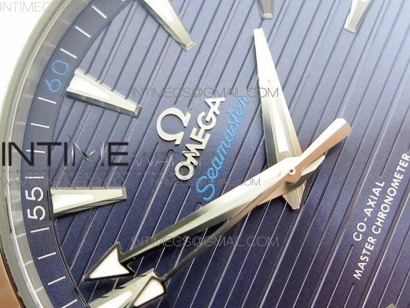 Aqua Terra 150M Master Chronometers VSF 1:1 Best Deep Blue Dial Silver Second Hand on Light Blue Rubber Strap A8900 Super Clone