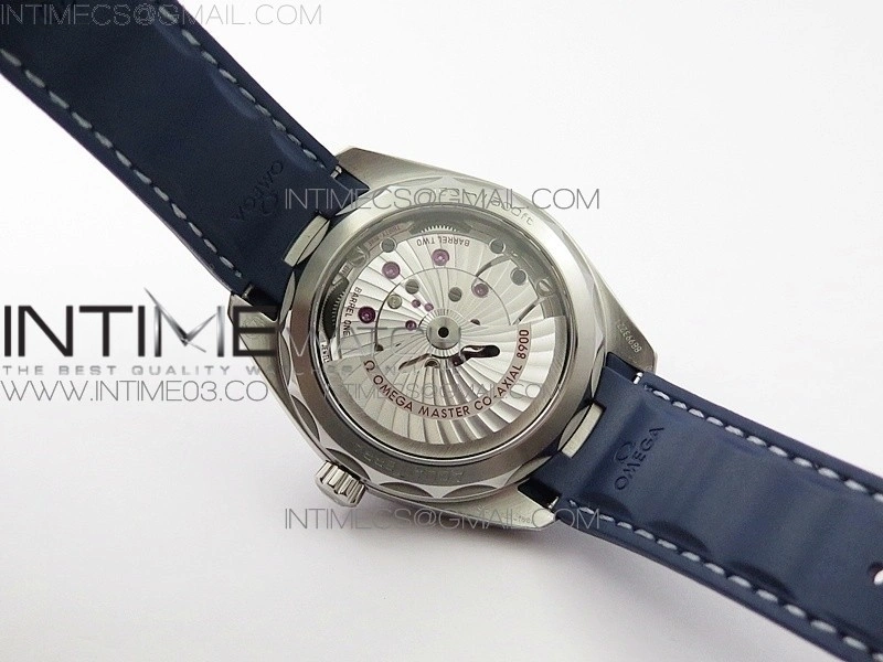 Aqua Terra 150M Master Chronometers VSF 1:1 Best Deep Blue Dial Silver Second Hand on Light Blue Rubber Strap A8900 Super Clone