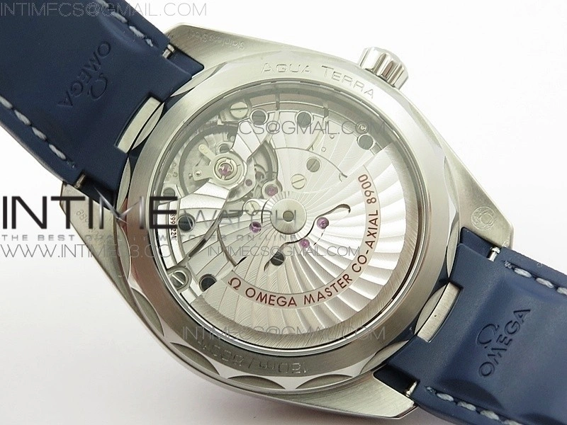 Aqua Terra 150M Master Chronometers VSF 1:1 Best Deep Blue Dial Silver Second Hand on Light Blue Rubber Strap A8900 Super Clone