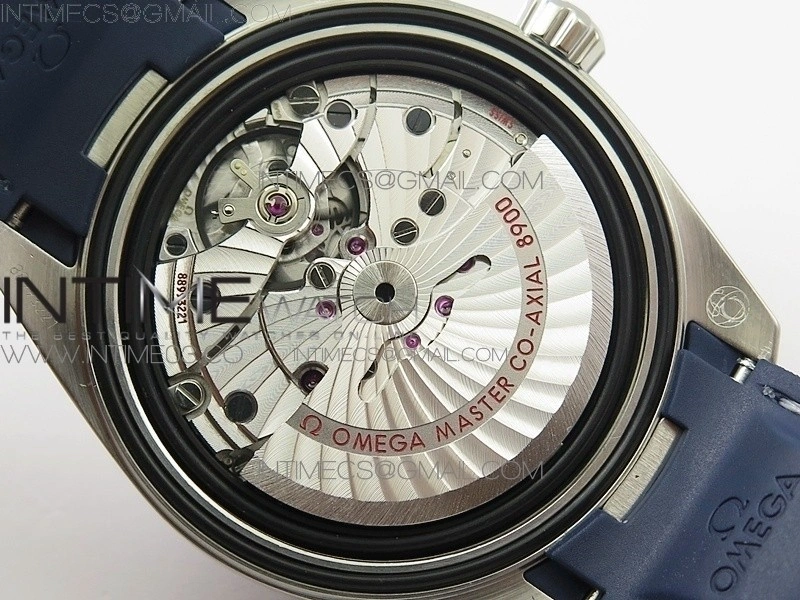 Aqua Terra 150M Master Chronometers VSF 1:1 Best Deep Blue Dial Silver Second Hand on Light Blue Rubber Strap A8900 Super Clone