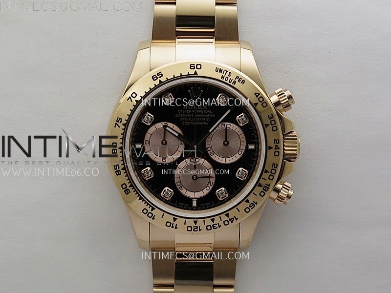 Daytona 126505 Gain Weight RG QF 1:1 Best Edition Bright Black Dial RG Subdial Diamonds Markers on RG Bracelet SH4131 V6