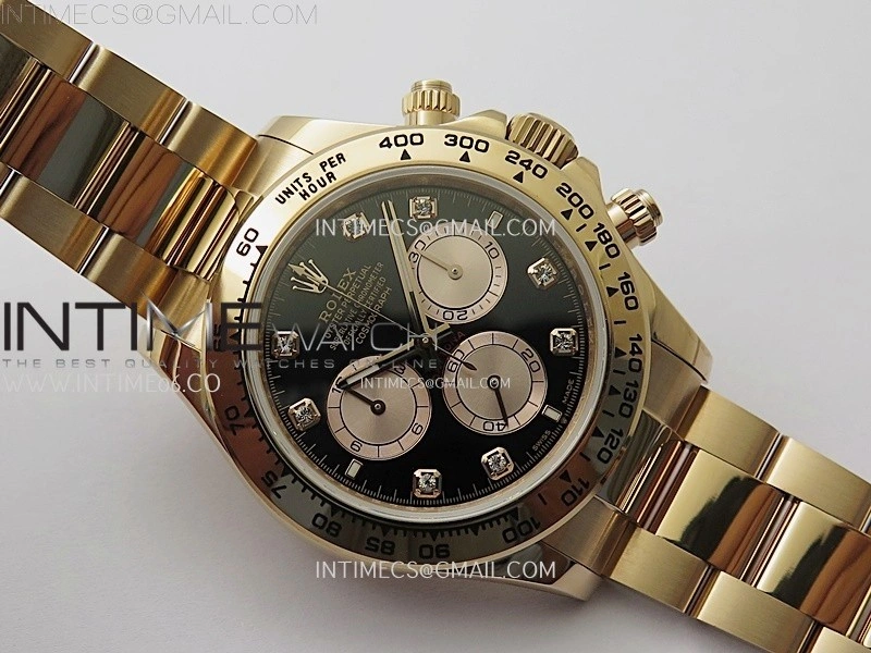 Daytona 126505 Gain Weight RG QF 1:1 Best Edition Bright Black Dial RG Subdial Diamonds Markers on RG Bracelet SH4131 V6