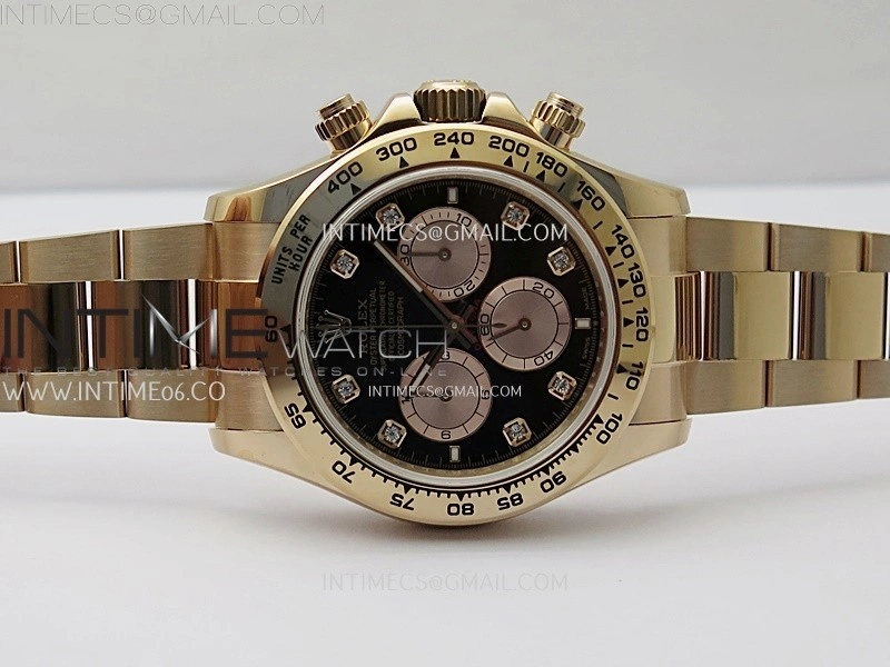 Daytona 126505 Gain Weight RG QF 1:1 Best Edition Bright Black Dial RG Subdial Diamonds Markers on RG Bracelet SH4131 V6