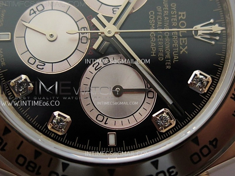 Daytona 126505 Gain Weight RG QF 1:1 Best Edition Bright Black Dial RG Subdial Diamonds Markers on RG Bracelet SH4131 V6
