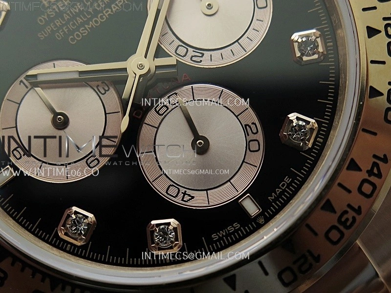 Daytona 126505 Gain Weight RG QF 1:1 Best Edition Bright Black Dial RG Subdial Diamonds Markers on RG Bracelet SH4131 V6