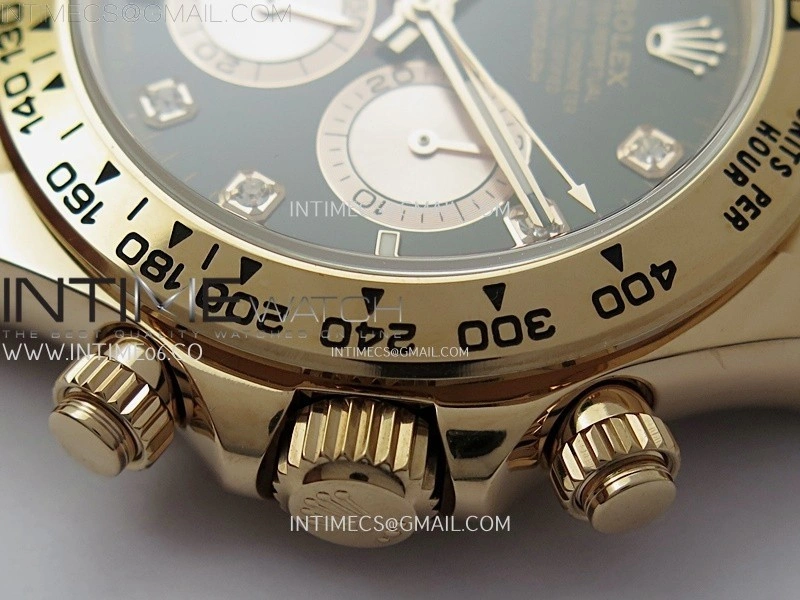 Daytona 126505 Gain Weight RG QF 1:1 Best Edition Bright Black Dial RG Subdial Diamonds Markers on RG Bracelet SH4131 V6