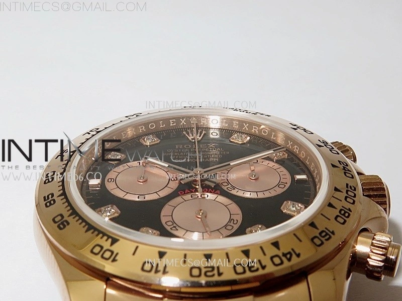 Daytona 126505 Gain Weight RG QF 1:1 Best Edition Bright Black Dial RG Subdial Diamonds Markers on RG Bracelet SH4131 V6