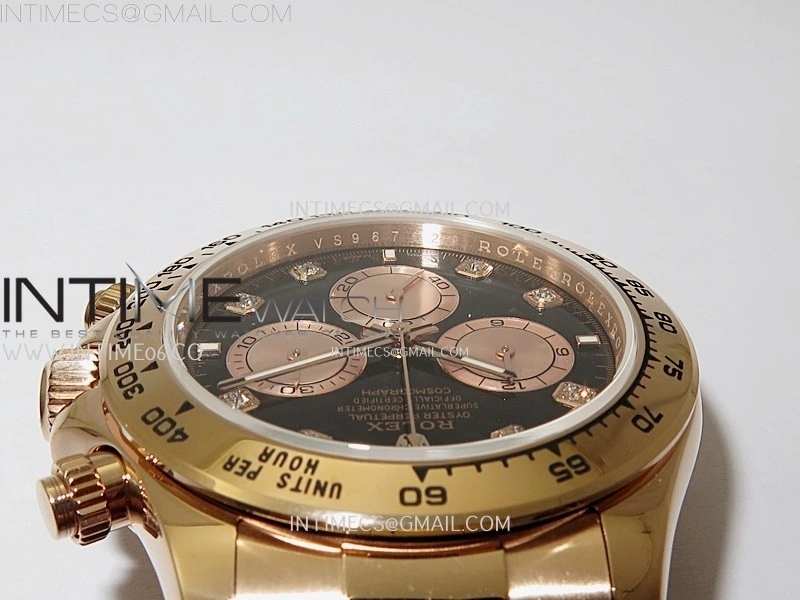 Daytona 126505 Gain Weight RG QF 1:1 Best Edition Bright Black Dial RG Subdial Diamonds Markers on RG Bracelet SH4131 V6
