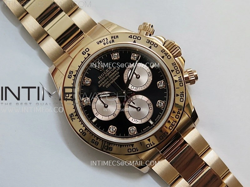 Daytona 126505 Gain Weight RG QF 1:1 Best Edition Bright Black Dial RG Subdial Diamonds Markers on RG Bracelet SH4131 V6