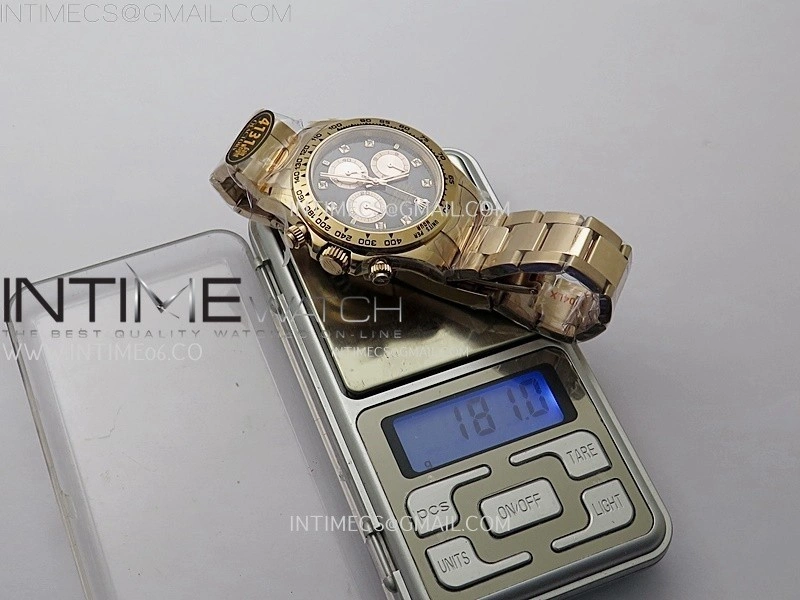 Daytona 126505 Gain Weight RG QF 1:1 Best Edition Bright Black Dial RG Subdial Diamonds Markers on RG Bracelet SH4131 V6