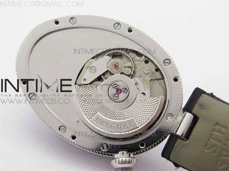 Reine de Naples 8928BB 33mm SS ZF 1:1 Best Edition White MOP Dial Roman Markers Diamonds Bezel on Black Fabric Strap A537