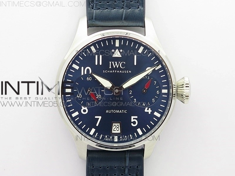Big Pilot IW501008 Real PR SS AZF 1:1 Best Edition Blue Dial on Blue Leather Strap A51111