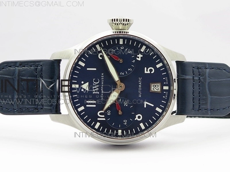 Big Pilot IW501008 Real PR SS AZF 1:1 Best Edition Blue Dial on Blue Leather Strap A51111