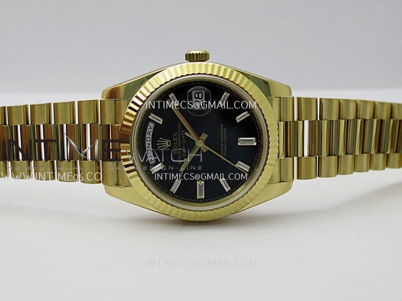 Day Date 228238 40mm Gain Weight QF 1:1 Best Edition Black Dial T Diamond Marker On YG President Bracelet SH3255