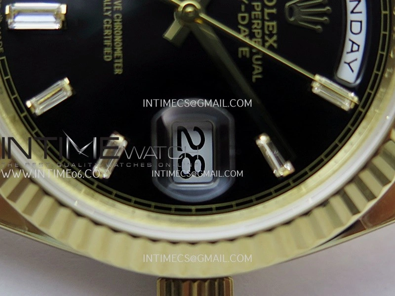 Day Date 228238 40mm Gain Weight QF 1:1 Best Edition Black Dial T Diamond Marker On YG President Bracelet SH3255
