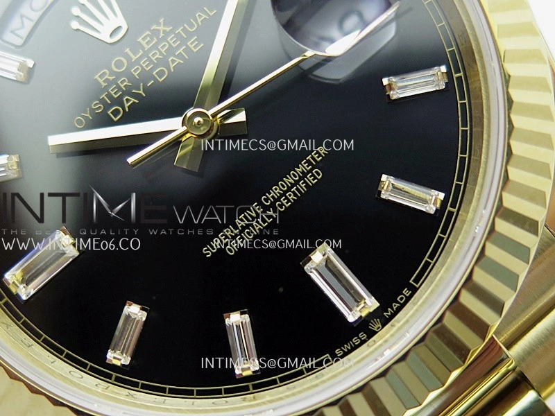 Day Date 228238 40mm Gain Weight QF 1:1 Best Edition Black Dial T Diamond Marker On YG President Bracelet SH3255