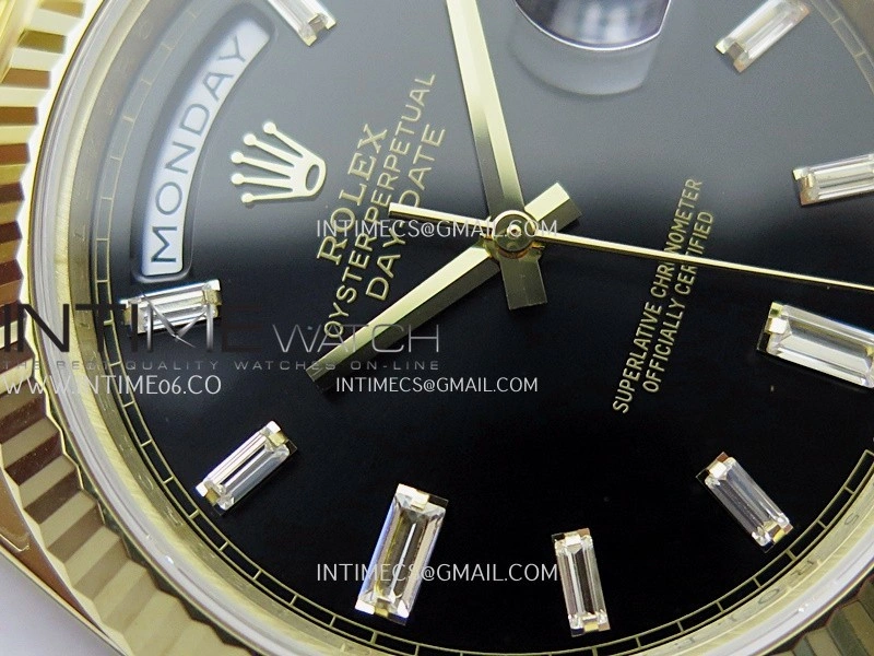 Day Date 228238 40mm Gain Weight QF 1:1 Best Edition Black Dial T Diamond Marker On YG President Bracelet SH3255