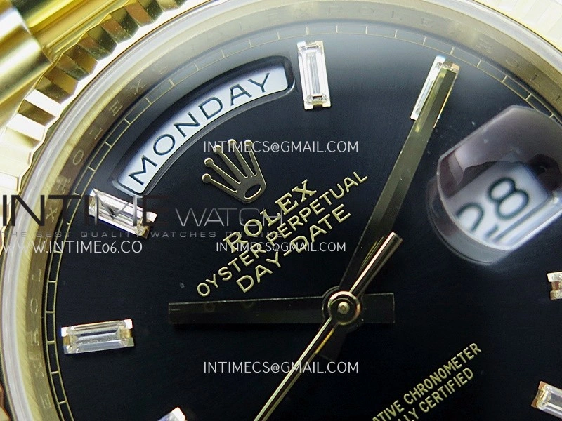 Day Date 228238 40mm Gain Weight QF 1:1 Best Edition Black Dial T Diamond Marker On YG President Bracelet SH3255